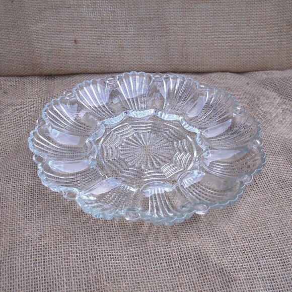 Vintage Anchor Hocking Deviled Egg Glass Tray - Picture 2 of 16